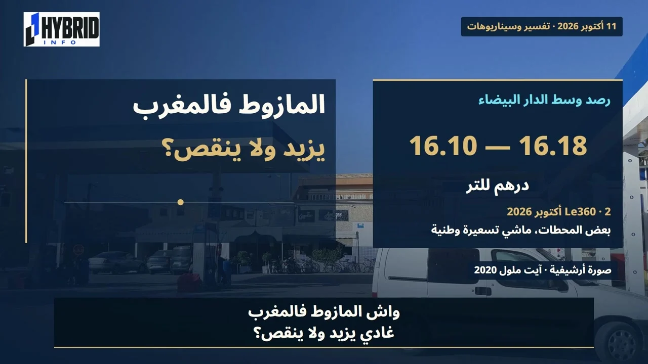 غلاف HYBRID INFO: سؤال حول اتجاه سعر المازوط بالمغرب مع رصد مؤرخ في محطات وسط الدار البيضاء